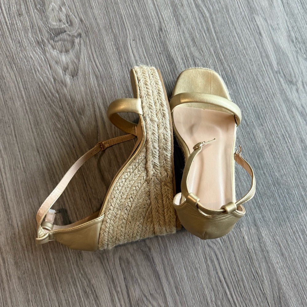 Gold Espadrille Wedge Sandals